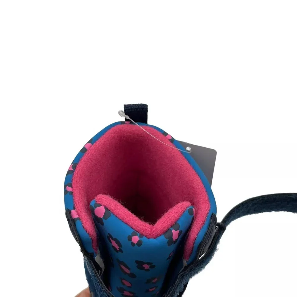 Carters‎ Toddler Girl's Snow Boots Size 8 Pink Navy Blue Slip on Warm & Comfy